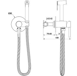 Смеситель с гигиеническим душем встраиваемый WONZON & WOGHAND STICK, Белый матовый (WW-88829902-MW) купить в интернет-магазине сантехники Sanbest