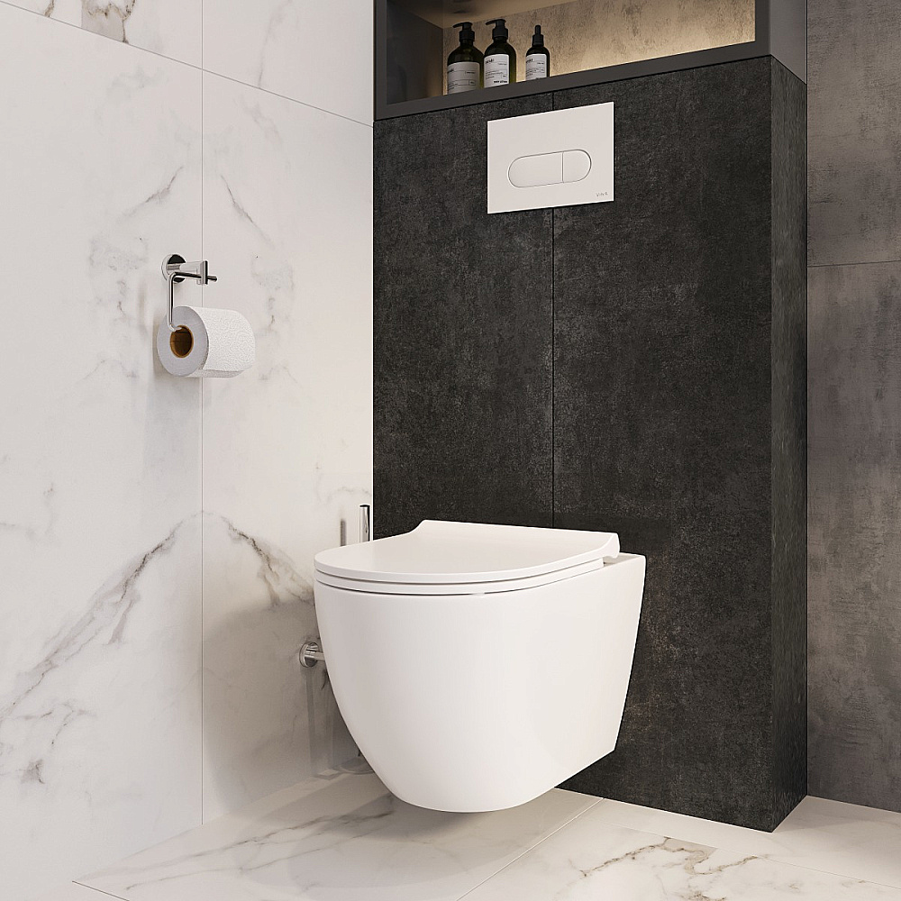 Унитаз подвесной VitrA Mia Round 9873B003-7205 с инсталляцией, с сиденьем микролифт, безободковый, белый купить в интернет-магазине Sanbest