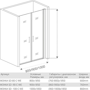 Душевая дверь Good Door MOKKA SD-90-C-WE купить в интернет-магазине Sanbest