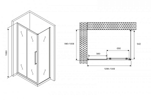 Душевой уголок Abber Schwarzer Diamant AG30130H-S100 130x100 купить в интернет-магазине Sanbest