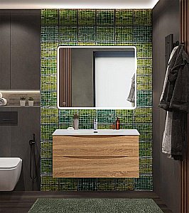 Тумба с раковиной BelBagno MARINO-CER-N-1000-2C-SO-WO-P Rovere Bianco для ванной в интернет-магазине Sanbest