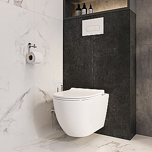 Унитаз подвесной VitrA Mia Round 9873B003-7205 с инсталляцией, с сиденьем микролифт, безободковый, белый купить в интернет-магазине Sanbest