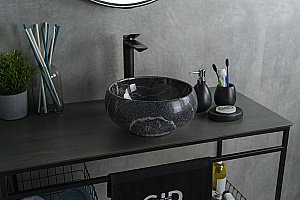 Раковина накладная Gid Esfera 32 Mnc480 54432 черная мрамор купить в интернет-магазине Sanbest