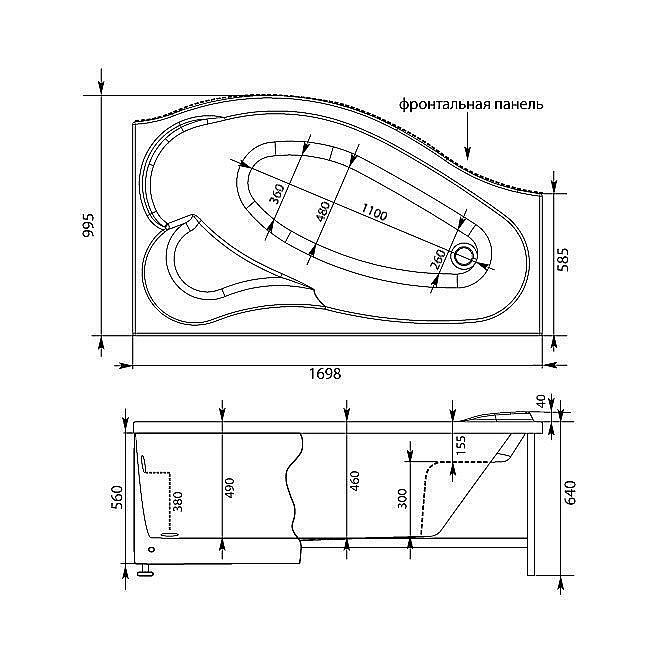 Акриловая ванна Aquanet Palma 170х90 с к/с купить в интернет-магазине Sanbest