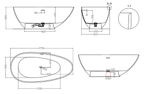 Ванна Salini Paola Nuova 101512SM 172x82 белая матовая купить в интернет-магазине Sanbest