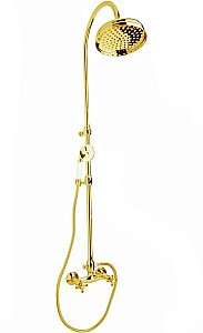 Душевая система Cezares GOLF-CD-03/24 золото 24 карат/ручки белые купить в интернет-магазине сантехники Sanbest