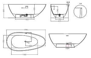 Ванна Salini Paola Nuova S-Stone 172x82 101512SM белая матовая купить в интернет-магазине Sanbest