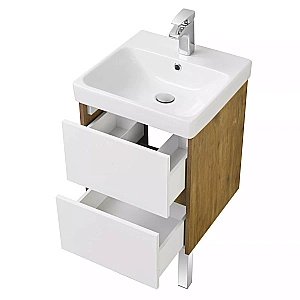 Тумба с раковиной Акватон Сканди 45 белая/дуб рустикальный для ванной в интернет-магазине Sanbest