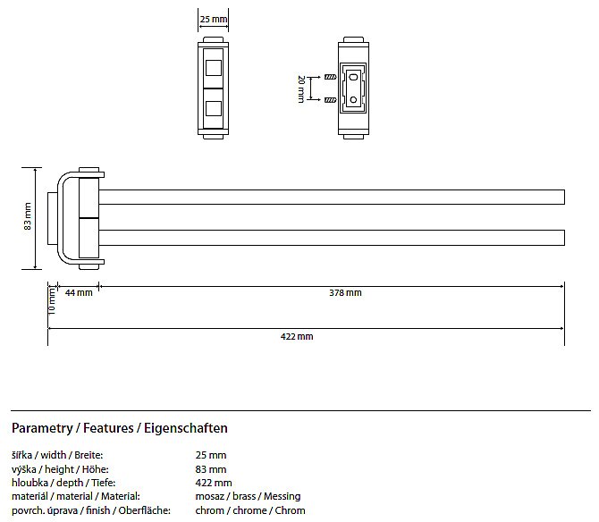Полотенцедержатель двойной поворотный Bemeta Solo 139104102 купить в интернет-магазине сантехники Sanbest