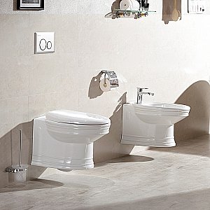 Унитаз подвесной CeramaLux LUX CLASSIC 2021 белый, безободковый, с крышкой микролифт купить в интернет-магазине Sanbest