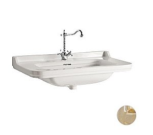 Раковина Kerasan Waldorf 80 4141K1bi*1+811391oro белая, заглушка золото купить в интернет-магазине Sanbest