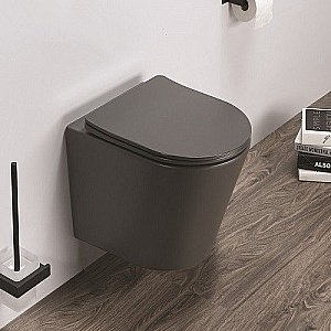 Унитаз подвесной CeramaLux B2330-2MDH серый матовый, безободковый, с крышкой микролифт купить в интернет-магазине Sanbest