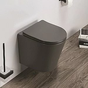 Унитаз подвесной CeramaLux B2330-2MDH серый матовый, безободковый, с крышкой микролифт купить в интернет-магазине Sanbest