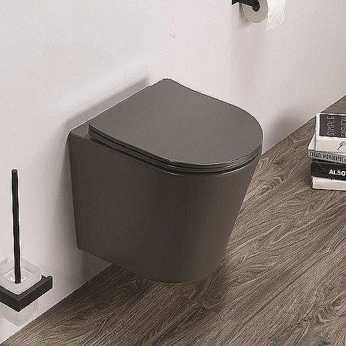 Унитаз подвесной CeramaLux B2330-2MDH серый матовый, безободковый, с крышкой микролифт купить в интернет-магазине Sanbest