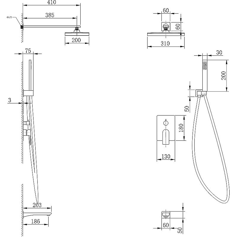 Душевая система Abber Weiss Insel AF8017FW белая матовая купить в интернет-магазине сантехники Sanbest