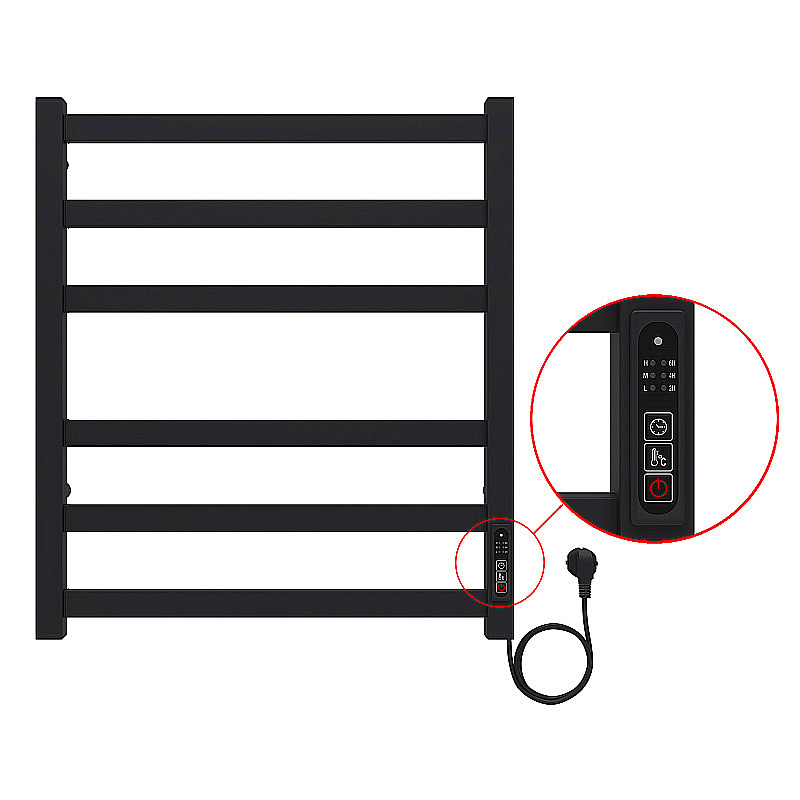 Полотенцесушитель электрический Azario PALERMO П6 500х600 AZ83856B черный купить в интернет-магазине сантехники Sanbest