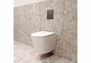 Унитаз подвесной Aquatek ЛИБЕРТИ AQ1999T-00+INS-0000012+KDI-0000011+KKI-0000002 белый, безободковый, с крышкой микролифт, слив-торнадо, с инсталляцией и кнопкой хром матовый купить в интернет-магазине Sanbest