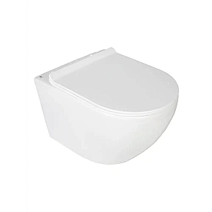 Унитаз подвесной Agger ATI09150L+APB155 безободковый, смыв Торнадо, с инсталляцией, с крышкой микролифт, белый/кнопка оружейная сталь матовая купить в интернет-магазине Sanbest