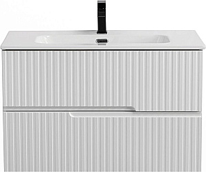Тумба с раковиной Cezares DUET-N 80 DUET-N-800-2C-SO-BL белая глянцевая для ванной в интернет-магазине Sanbest