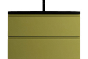 Тумба с раковиной Art&Max Bianchi 1000-2C-SO-OM + 1000-MR-FP-Nero 100 оливковая матовая для ванной в интернет-магазине Sanbest