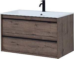 Тумба с раковиной Aquanet Lino 90 Дуб Веллингтон для ванной в интернет-магазине Sanbest