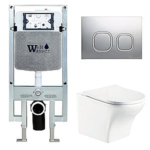 Унитаз с инсталляцией WeltWasser AMBERG 497 ST + ODENBACH 004 GL-WT + AMBERG RD-CR купить в интернет-магазине Sanbest