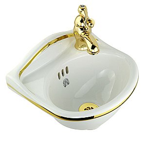 Раковина подвесная Migliore Milady 32 22817 белая, золото купить в интернет-магазине Sanbest