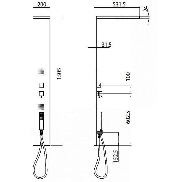 Душевая панель Bossini Manhattan-4 L00897.030 хром купить в интернет-магазине сантехники Sanbest
