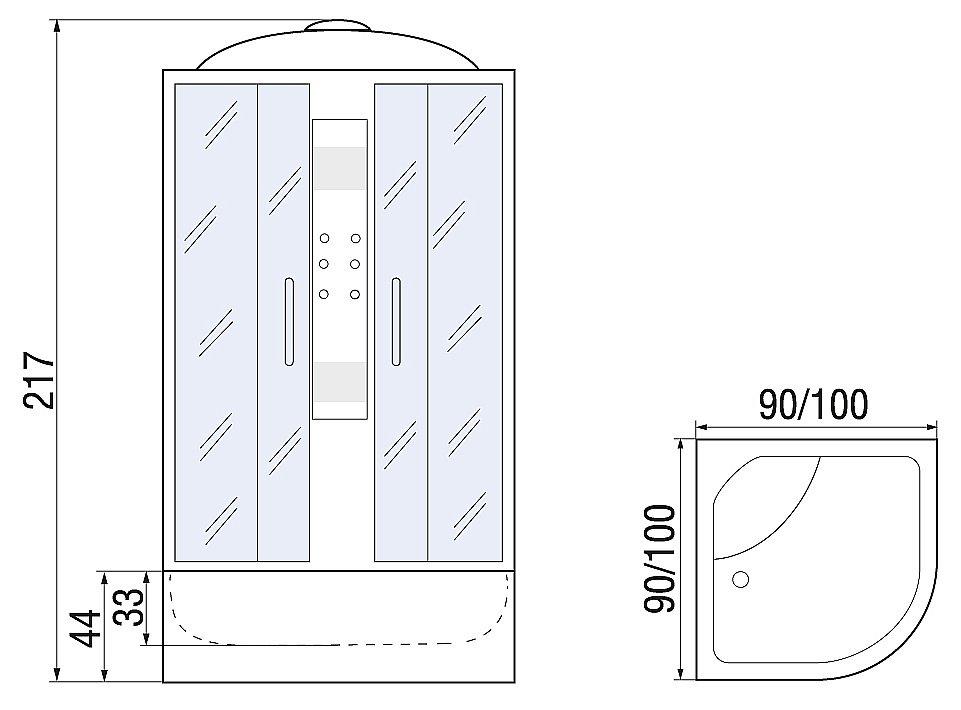 Душевая кабина RIVER TEMZA 90/44 ТН стекло тонированное купить в интернет-магазине Sanbest