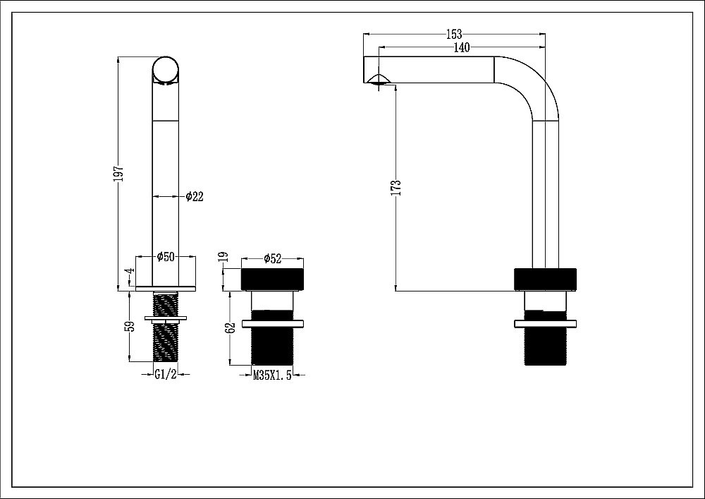 Смеситель для раковины Boheme TECH 158-G золото купить в интернет-магазине сантехники Sanbest