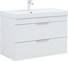 Тумба подвесная с раковиной Aquanet Ирис New 90 336311+323883 белая глянцевая для ванной в интернет-магазине Sanbest