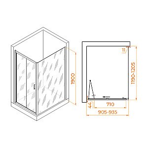 Душевой уголок RGW Passage PA-142B (PA-21B + Z-050-5B) 90х120 060814292-14 стекло прозрачное/профиль черный купить в интернет-магазине Sanbest