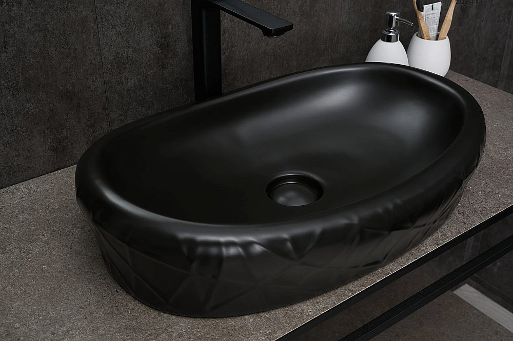 Раковина накладная Gid Creativo 60 Bm777 53357 черная матовая купить в интернет-магазине Sanbest