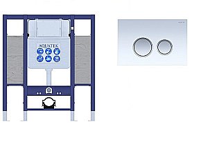 Инсталляция для унитаза Aquatek INS-0000015 с кнопкой KDI-0000028 белая/хром купить в интернет-магазине сантехники Sanbest