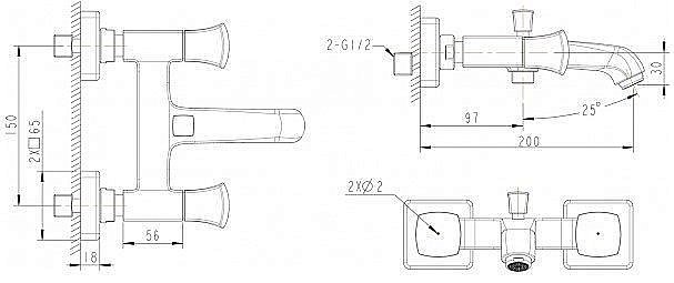 Смеситель для ванны Bravat WHIRLPOOL F678112C-01 купить в интернет-магазине сантехники Sanbest