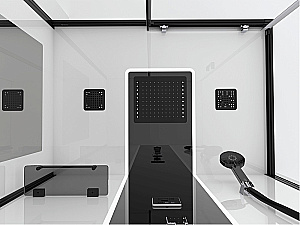 Душевая кабина Black&White Galaxy 110х80 8800E110 с гидромассажем, стекло прозрачное/профиль черный купить в интернет-магазине Sanbest