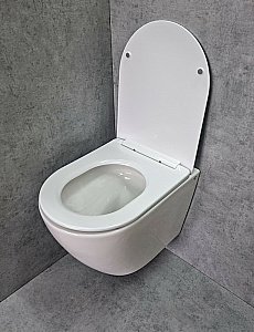 Унитаз подвесной CeramaLux TR2196 белый, безободковый, с крышкой микролифт, слив торнадо купить в интернет-магазине Sanbest