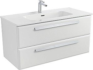 Тумба с раковиной Cezares ECO-CER-N 100 ECO-CER-N-1000-2C-SO-BL белая глянцевая для ванной в интернет-магазине Sanbest