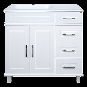 Тумба с раковиной Misty Купер - 90 П-Куп01090-0124Я белая для ванной в интернет-магазине Sanbest