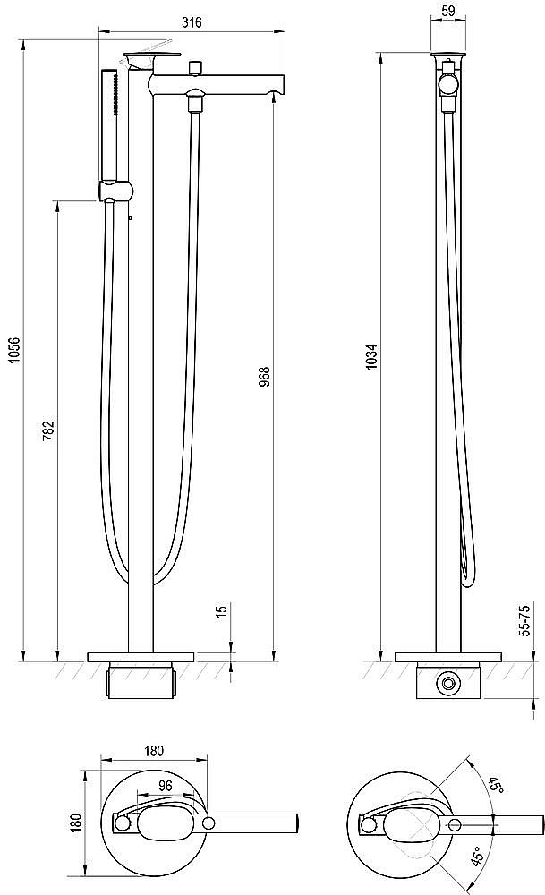 Смеситель для ванны Ravak Spring X070537 хром купить в интернет-магазине сантехники Sanbest