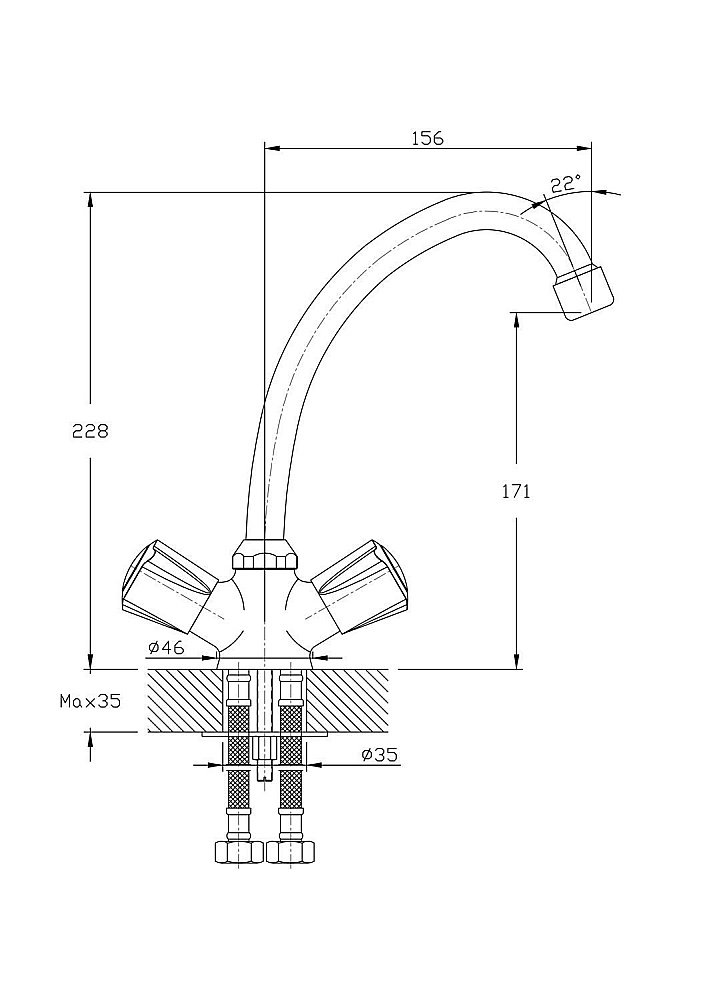 Смеситель для кухни Rush Pioneer PI7950-22 купить в интернет-магазине сантехники Sanbest