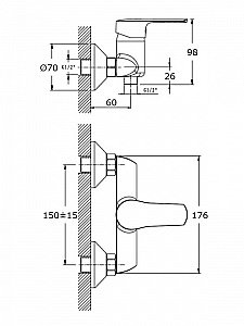 Смеситель для душа Orange Sofi M43-200cr купить в интернет-магазине сантехники Sanbest