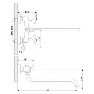Смеситель для ванны Rossinka H02-84R купить в интернет-магазине сантехники Sanbest