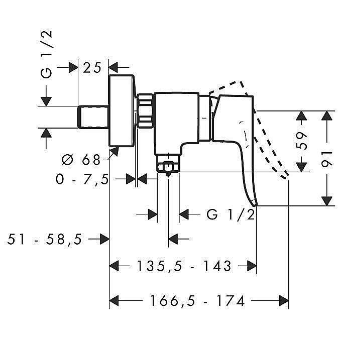 Смеситель для душа Hansgrohe Metris 31680000 купить в интернет-магазине сантехники Sanbest