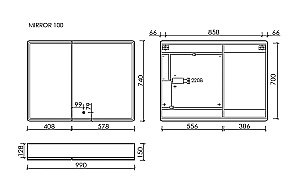 Зеркальный шкаф Sancos Mirror MI100EG дуб галифакс натуральный купить в интернет-магазине сантехники Sanbest