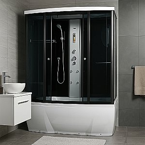 Душевой бокс Loranto Selak CS 78-3 А 170х85 прозрачное стекло/профиль черный купить в интернет-магазине Sanbest