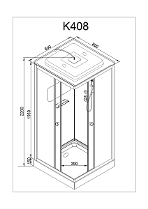 Душевая кабина Deto K408S 80x80 с крышей прозрачная/хром купить в интернет-магазине Sanbest