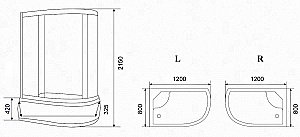 Душевая кабина Parly Classic EC1221L, левая, асимметричный поддон, высота 42 см купить в интернет-магазине Sanbest