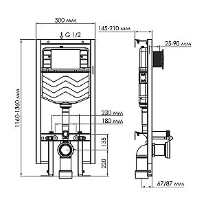 Инсталляция для унитаза WasserKraft Vils 56TLT.010.ME.MG02 с кнопкой матовое золото купить в интернет-магазине сантехники Sanbest