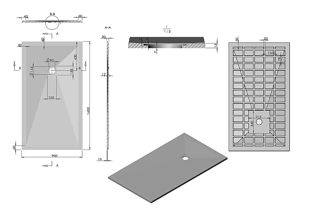 Душевой поддон Vincea VST-4SR9016G 160x90 серый купить в интернет-магазине Sanbest